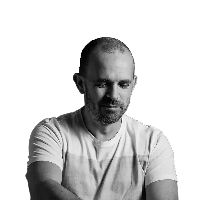 Self Portrait Black and White Looking Down